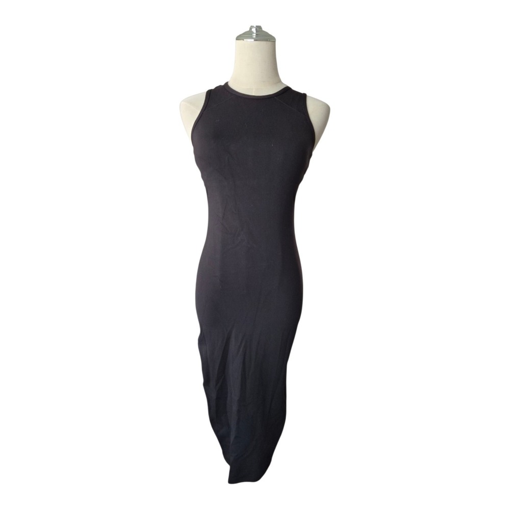 Lululemon Picnic Play Dress Size 2 Black Criss Cross Open Back Bodycon Midi Luon